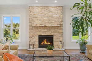 Stone fireplace