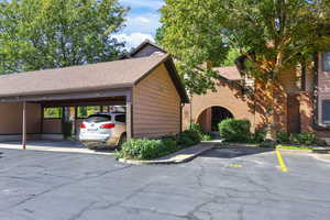 View of partially covered parking lot
