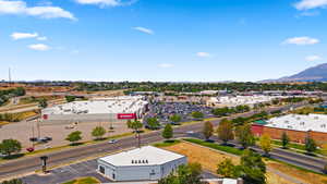 Aerial view of a mountain backdrop