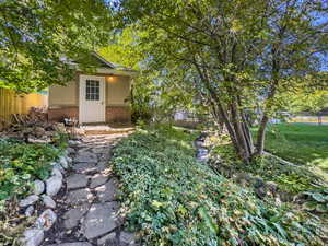 View of fenced backyard