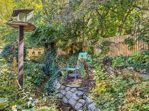 Fenced backyard featuring a patio area