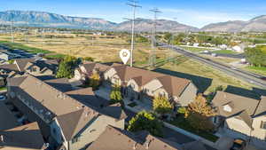 Aerial view of a mountainous background