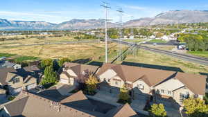Drone / aerial view of a mountain backdrop