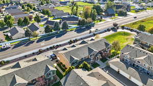 Aerial perspective of suburban area