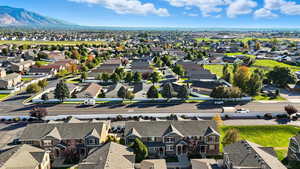 Aerial perspective of suburban area