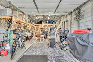 18X36 shop with extra large built in work bench and huge loft with stairs on a pulley system.