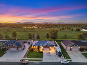 Overview of rural landscape with a mountainous background