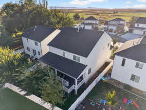 Aerial perspective of suburban area