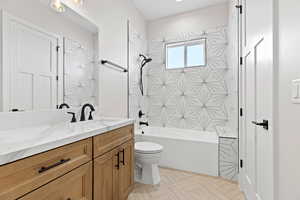 Full bath with vanity and shower / tub combination