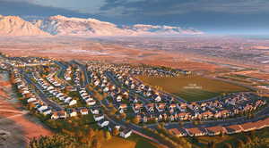 View of property location with nearby suburban area and a mountain backdrop