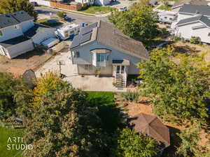 Aerial perspective of suburban area