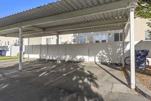 View of covered parking lot