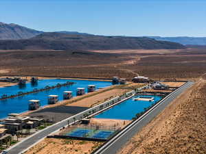 Drone / aerial view of a water and mountain view