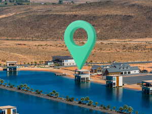 Aerial view of a nearby body of water