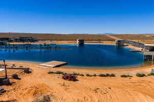 Water view with a mountainous background and nearby beach