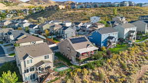 Aerial perspective of suburban area