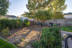 View of fenced backyard