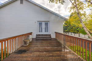 Wooden deck with french doors