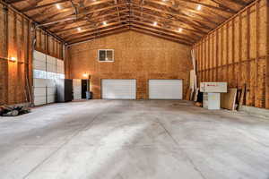 Shop - view of internal garage doors that leads to more parking