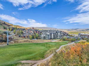 View of mountain background featuring nearby suburban area and a golf club