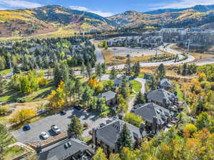 Bird's eye view of a mountainous background