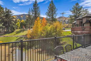 Balcony with a mountain view