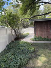 View of fenced backyard