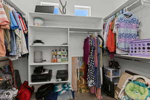 Spacious closet with carpet flooring