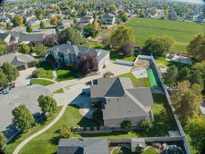 Aerial perspective of suburban area