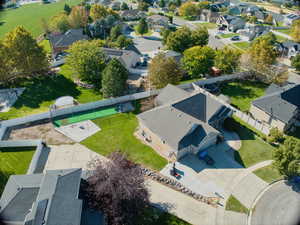 Aerial perspective of suburban area