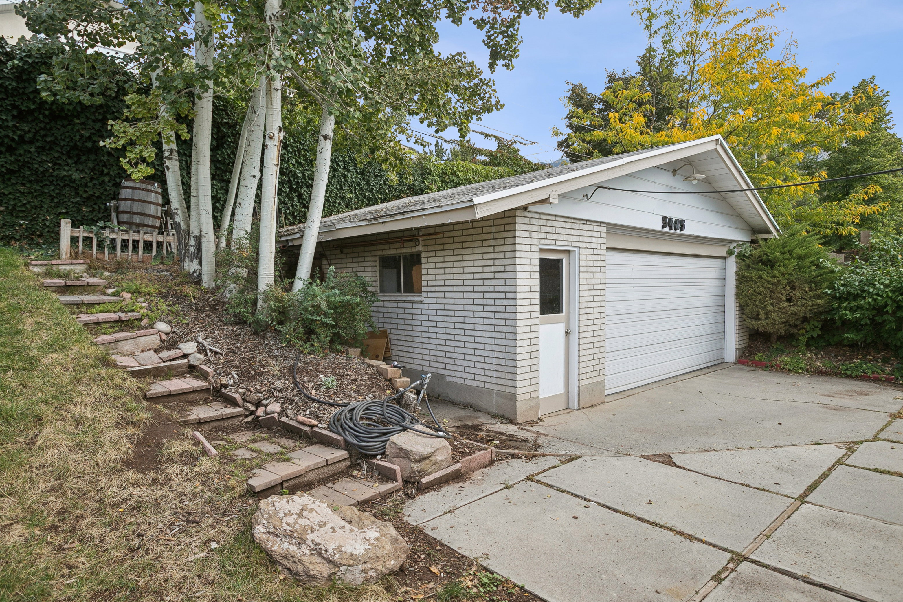 View of detached garage