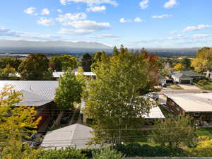 Drone / aerial view of a mountain backdrop