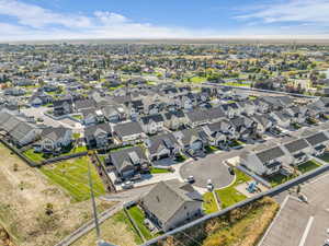 Aerial perspective of suburban area