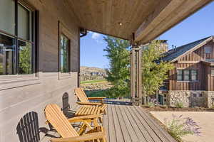 Wooden terrace with a mountain view