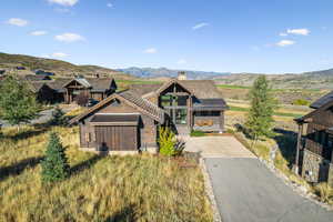 View from above of property with mountains