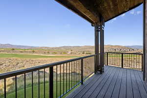 Wooden terrace with a mountain view