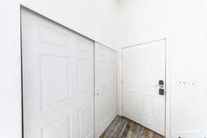 Entryway featuring wood finished floors