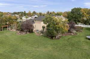 View of yard featuring a trampoline