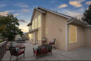 Wooden deck with outdoor dining area