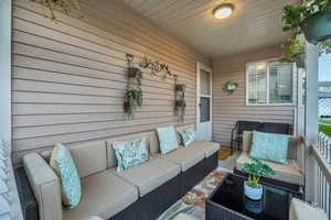 View of patio with outdoor lounge area