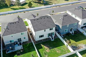 Aerial perspective of suburban area