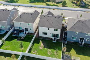Aerial perspective of suburban area
