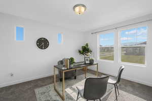 Office space with carpet