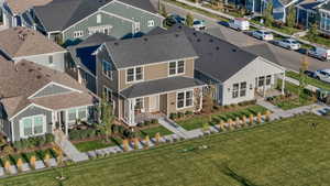 Aerial perspective of suburban area