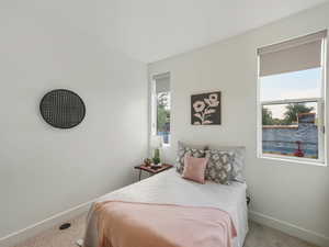 Bedroom featuring carpet