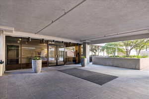 View of patio featuring french doors