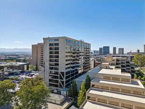 View of building exterior featuring a view of city