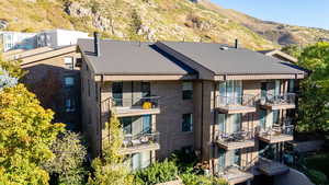 View of building exterior with a mountain view