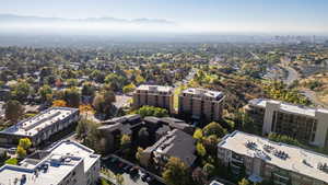 Drone / aerial view of a mountain backdrop