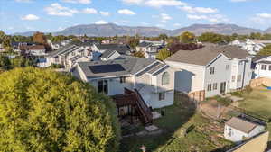 Aerial perspective of suburban area with mountains